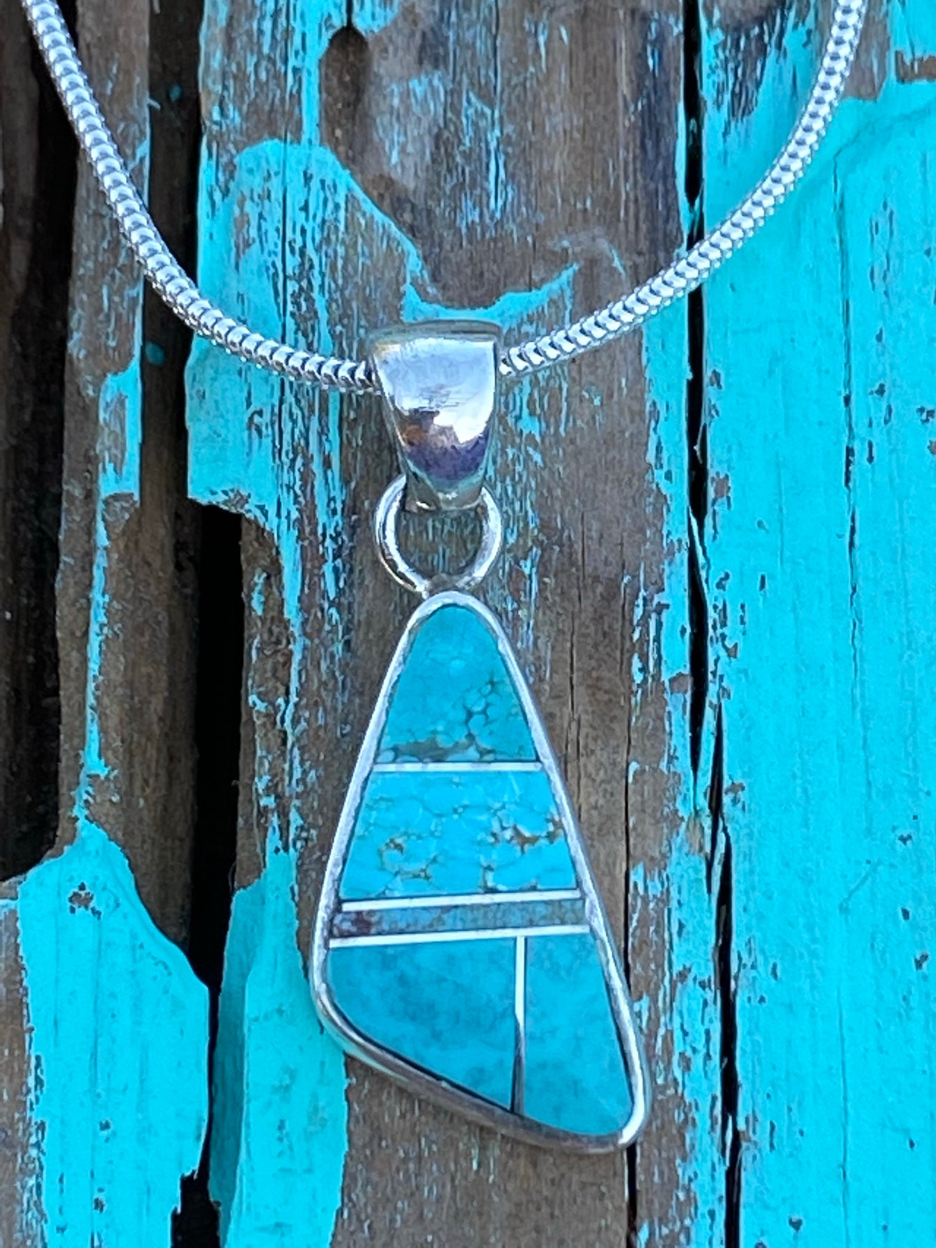 Spider Web Turquoise #8 Pendant & Sterling Silver Chain