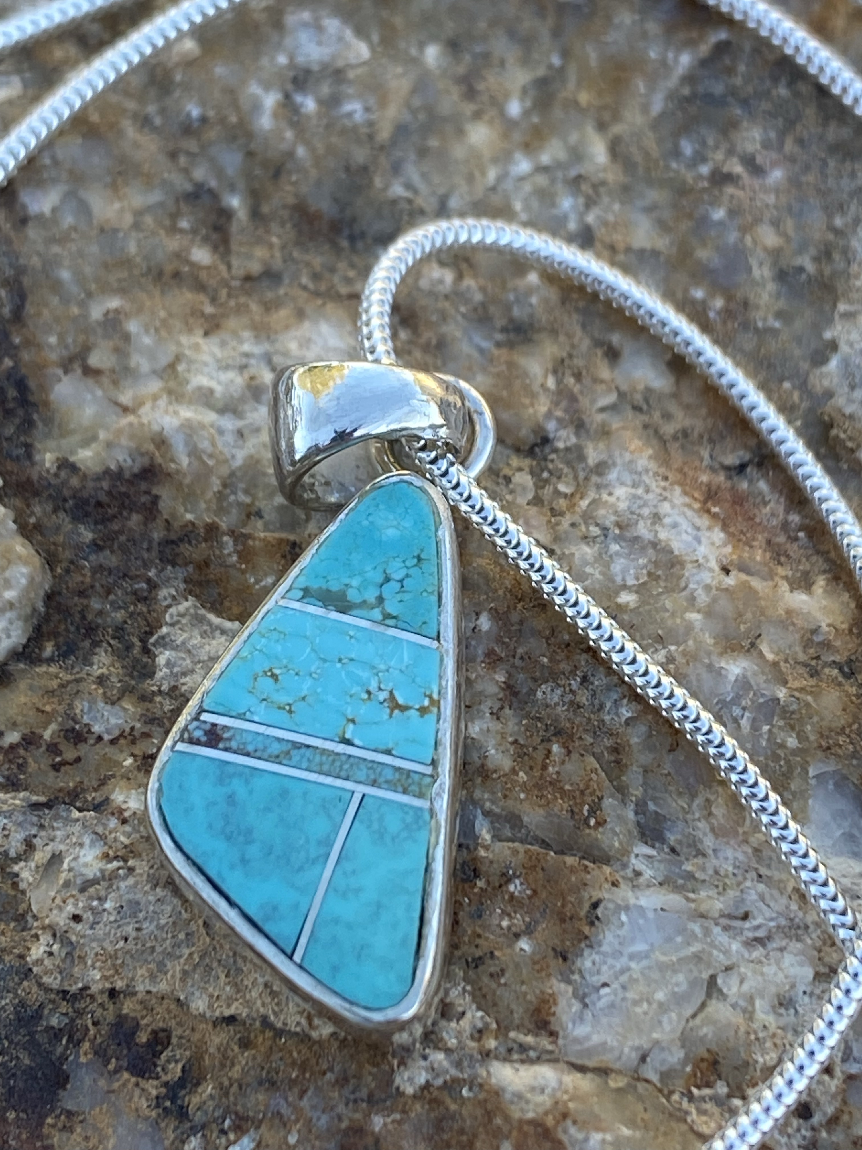 Spider Web Turquoise Pendant & Chain Necklace