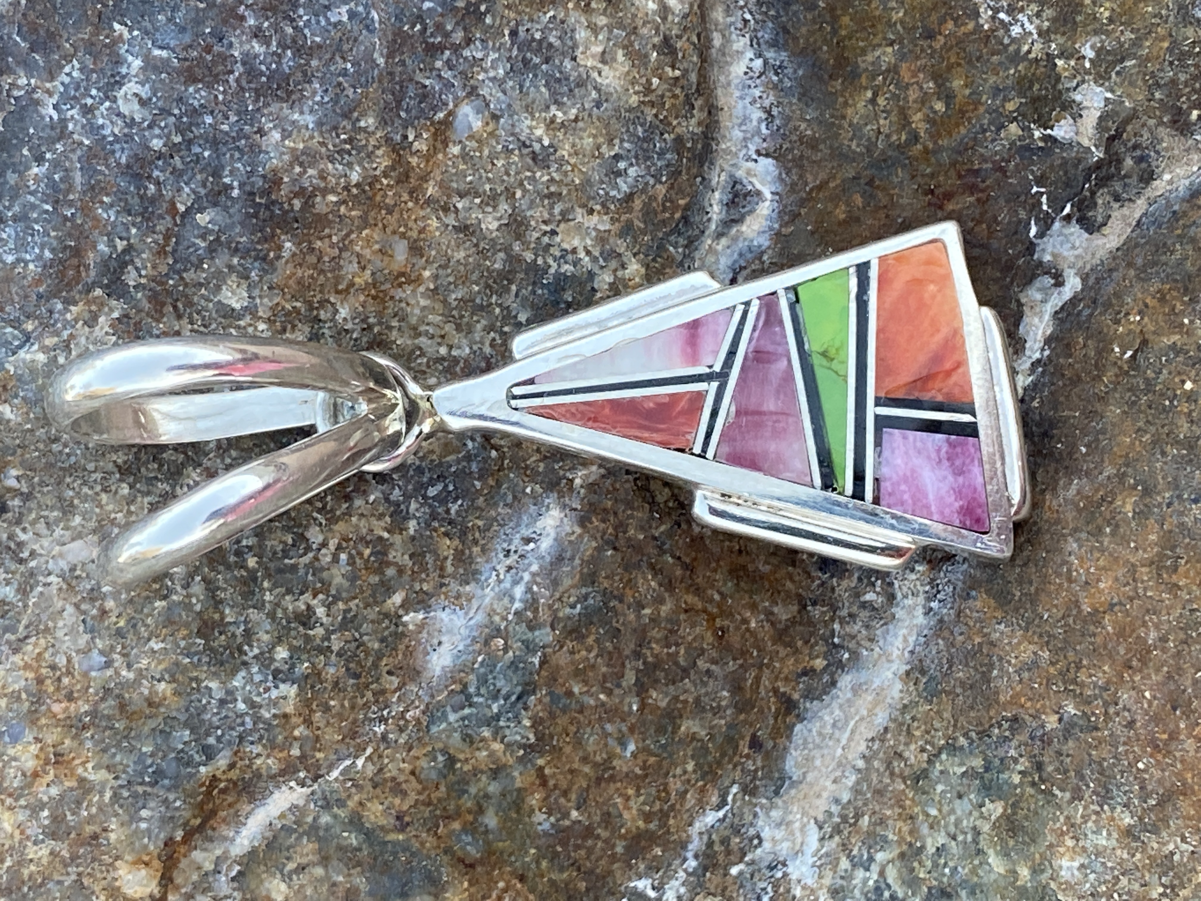 Rainbow Yei Pendant Necklace with Sterling Silver Chain
